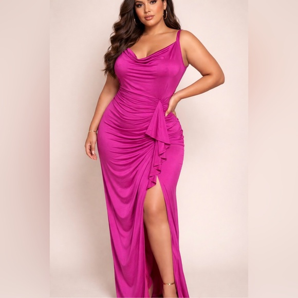 Dresses & Skirts - Elegant Magenta Draped Dress